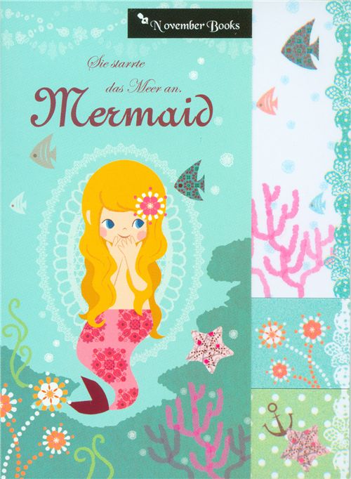 Mermaid Postit bookmark stickers fishes coral modeS4u