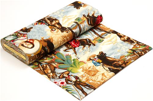 Mexican horse woman fabric by Alexander Henry 3
