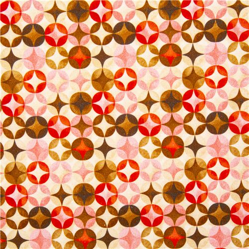 tela con estampado retro años 70 rojo rosa marrón estrellas Fabric by  Michael Miller - modesS4u
