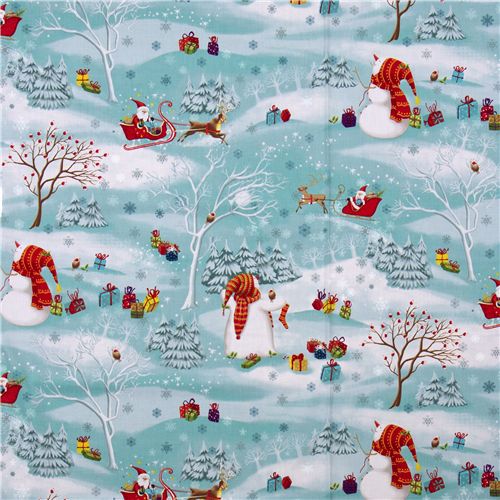 Michael Miller Christmas fabric snowman sleigh 2