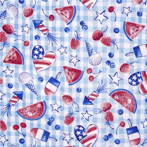 Hometown America 4th July Gingham Fabric