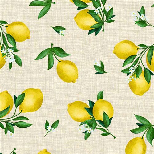 Michael Miller beige cotton fabric USA lemon branch tumbling modeS4u