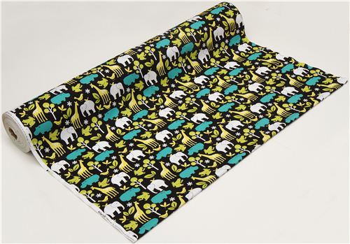 Michael Miller black fabric Zoology zoo animals 3