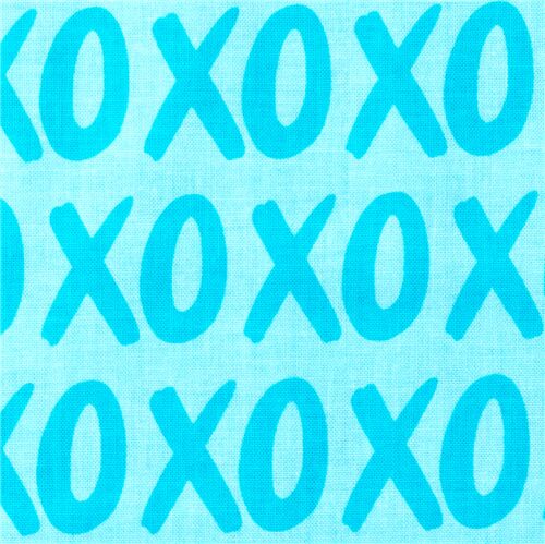 Tissu en coton bleu avec des XOXO Tissu