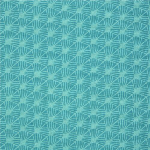 Tissu Éventails Feuilles Diagonales Art Déco Sarcelle Tissu