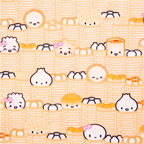 Tissu en coton crme paniers-vapeur bao et des boulettes Tissu