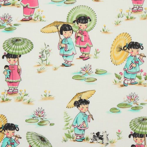 Michael Miller Designer Stoff Chinesische Mädchen Park 1
