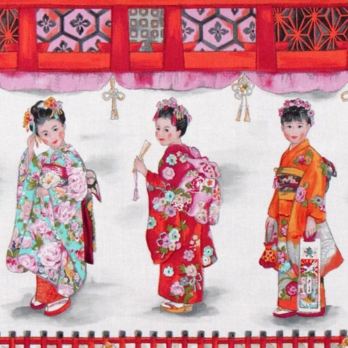 Michael Miller designer fabric Japanese Girls Temple Tela