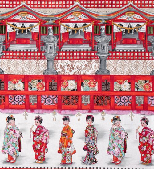 Michael Miller designer fabric Japanese Girls Temple 2