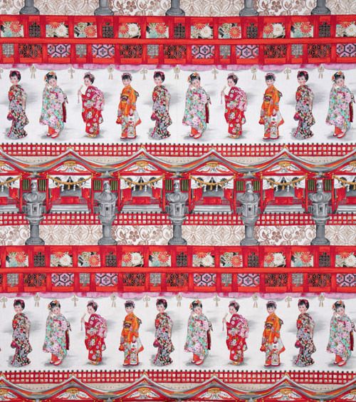 Michael Miller designer fabric Japanese Girls Temple 3