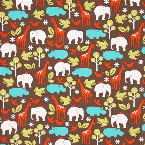 Michael Miller schlammfarbener Stoff Zoology orange Zootiere 2