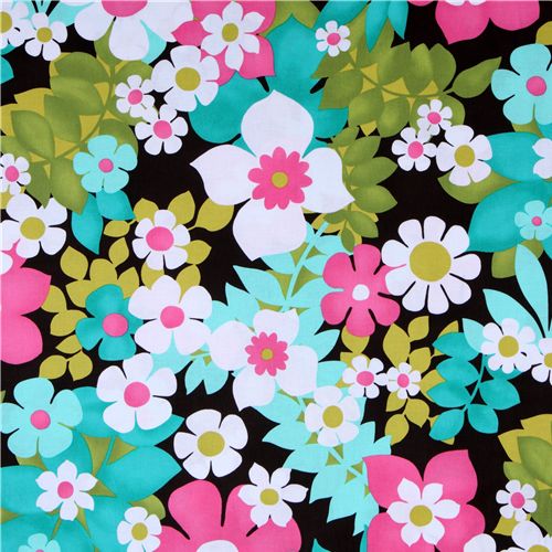 Michael Miller fabric Alice multicolored flowers 2