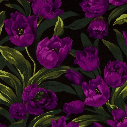 Michael Miller fabric Baby Tulips purple tulips flower 1