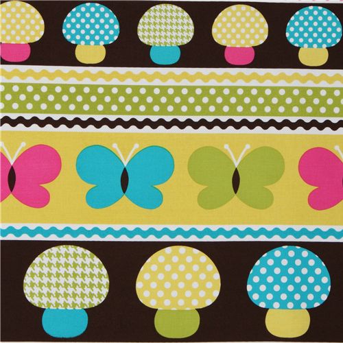 Michael Miller Stoff Caribe Mushroom Border Pilze 1
