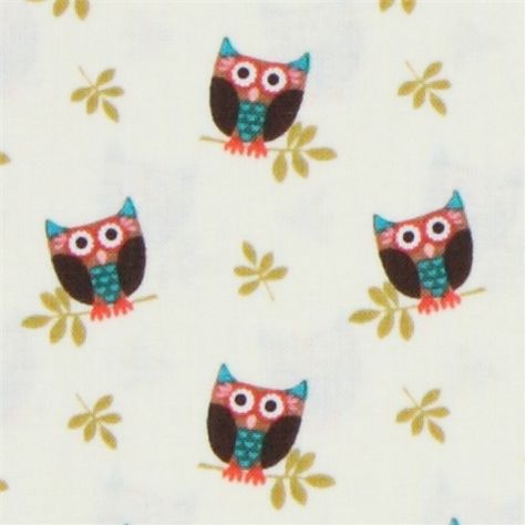 Michael Miller fabric Cream Who's Hoot owls 1