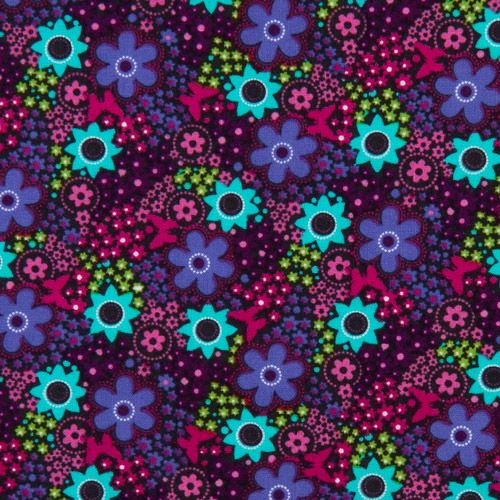 Michael Miller Stoff Daisy Sprinkles violette Blumen 2
