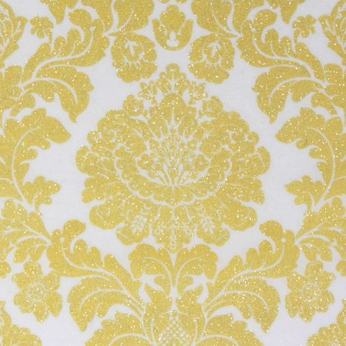 Michael Miller fabric Delovely Damask white-yellow 1