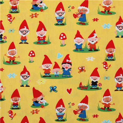 Michael Miller fabric Gnoming Around gnomes friends Fabric by Michael ...