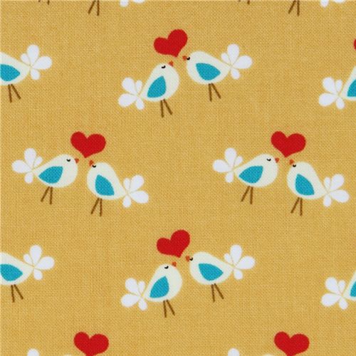 Michael Miller fabric Gold Lovebirds birdies 1