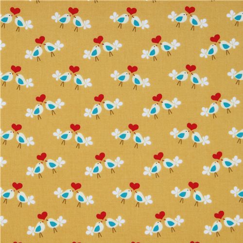 Michael Miller fabric Gold Lovebirds birdies 2