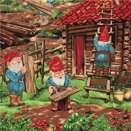Michael Miller fabric Handy Gnomes dwarfs 1