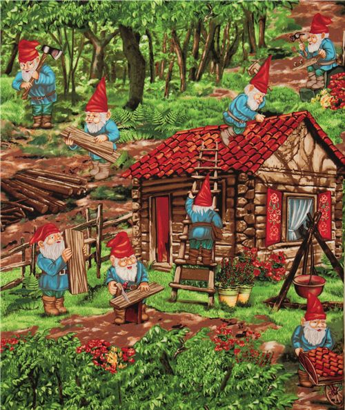 Michael Miller fabric Handy Gnomes dwarfs 2