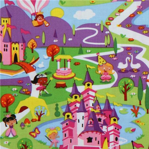 Michael Miller fabric Lil Kingdom princess with castle 1