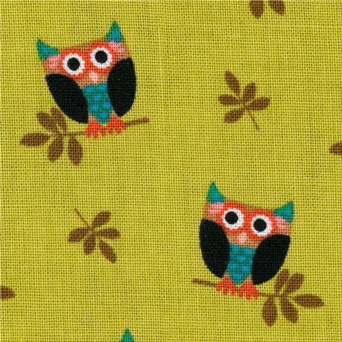 Michael Miller fabric Olive Who's Hoot owls Fabric by Michael Miller ...