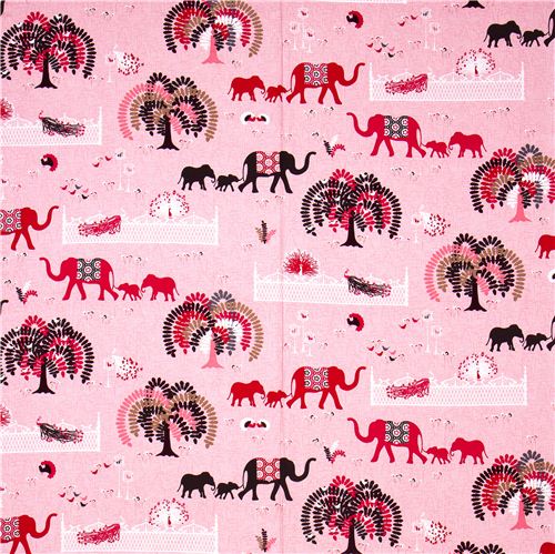 Michael Miller Stoff Parade Day Elefant Familie Baum 2