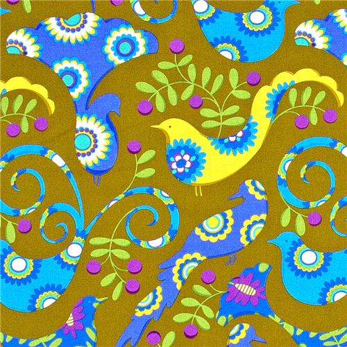 Michael Miller Stoff Pretty Bird Tauben Vogel Blume 1