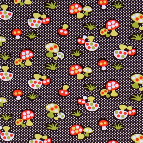 Michael Miller Stoff Spice Retro Mushrooms Pilze 2