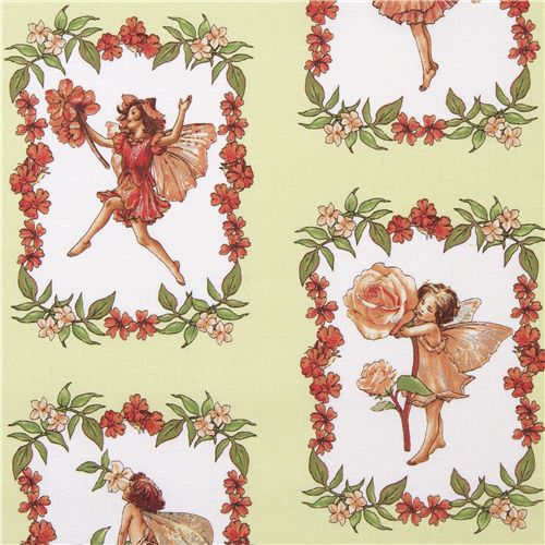 Michael Miller fabric Sweet Fairies green flower fairy 1