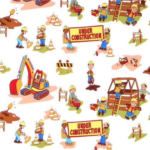 Michael Miller fabric Under Construction building site 1