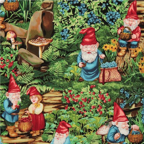 Michael Miller Stoff Very Berry Gnomes Zwerge 1