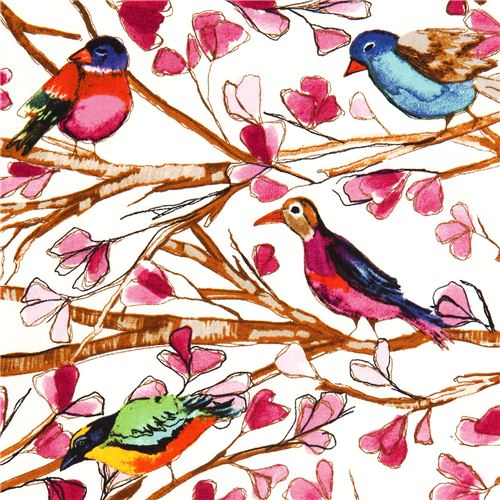 Michael Miller fabric Wing Song bird flower branch 1