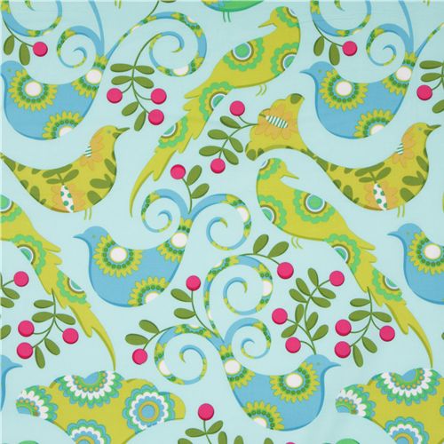 Michael Miller fabric aqua Pretty Bird doves 2