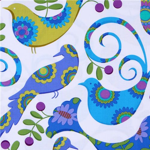 Michael Miller fabric blue Pretty Bird doves 1