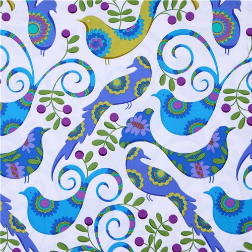 Michael Miller fabric blue Pretty Bird doves 2
