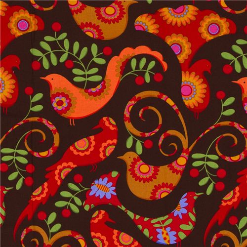 Michael Miller fabric brown Pretty Bird doves 1
