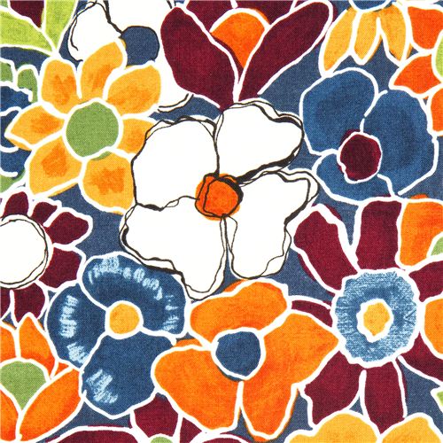Michael Miller fabric colourful flowers by Laura Gunn 1