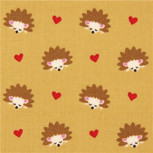 Michael Miller Stoff Olive Hedgehog Heaven Igel Herz Stoff
