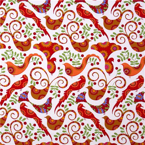 Michael Miller fabric orange Pretty Bird doves 2