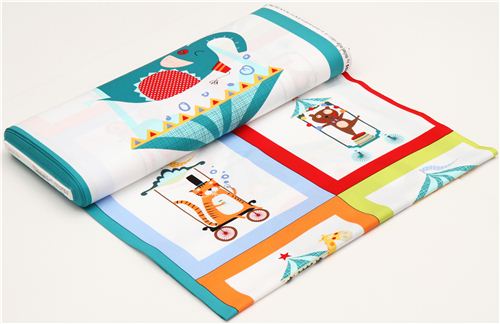 Michael Miller Stoff Patchwork Quadrate mit Zirkustieren 3