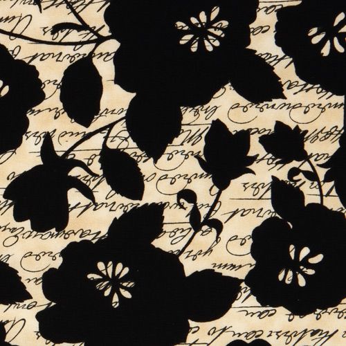 Michael Miller fabric script with flowers Floral Script 1