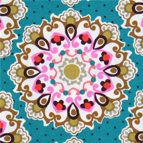 Michael Miller Stoff teal blau-grün Emmaline Mandala 1