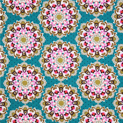 Michael Miller Stoff teal blau-grün Emmaline Mandala 2