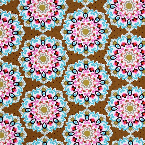 Michael Miller fabric toffee brown Emmaline mandala 2