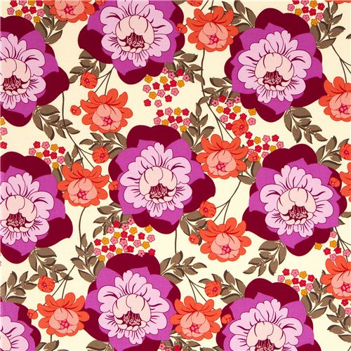 Michael Miller fabric with big roses and flowers Fabric by Michael ...
