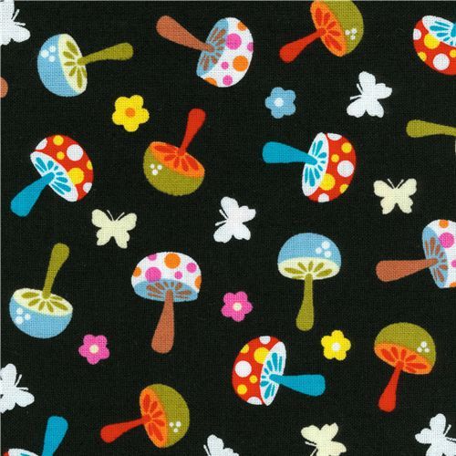 Michael Miller flannel fabric Mini Mushrooms toadstools 1