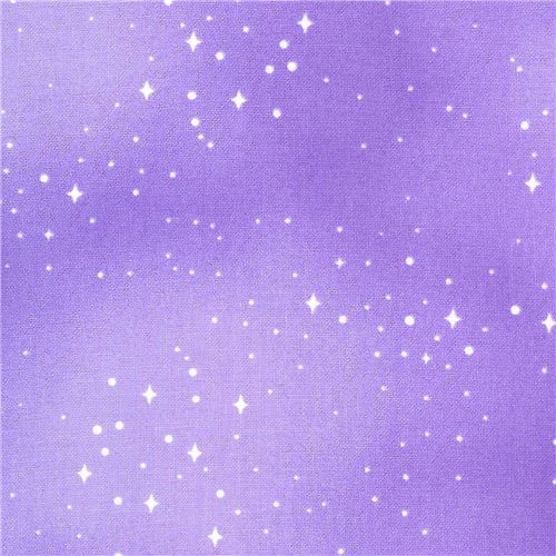 Lila Stoff mit Galaxiemuster und Ministernen von Michael Miller